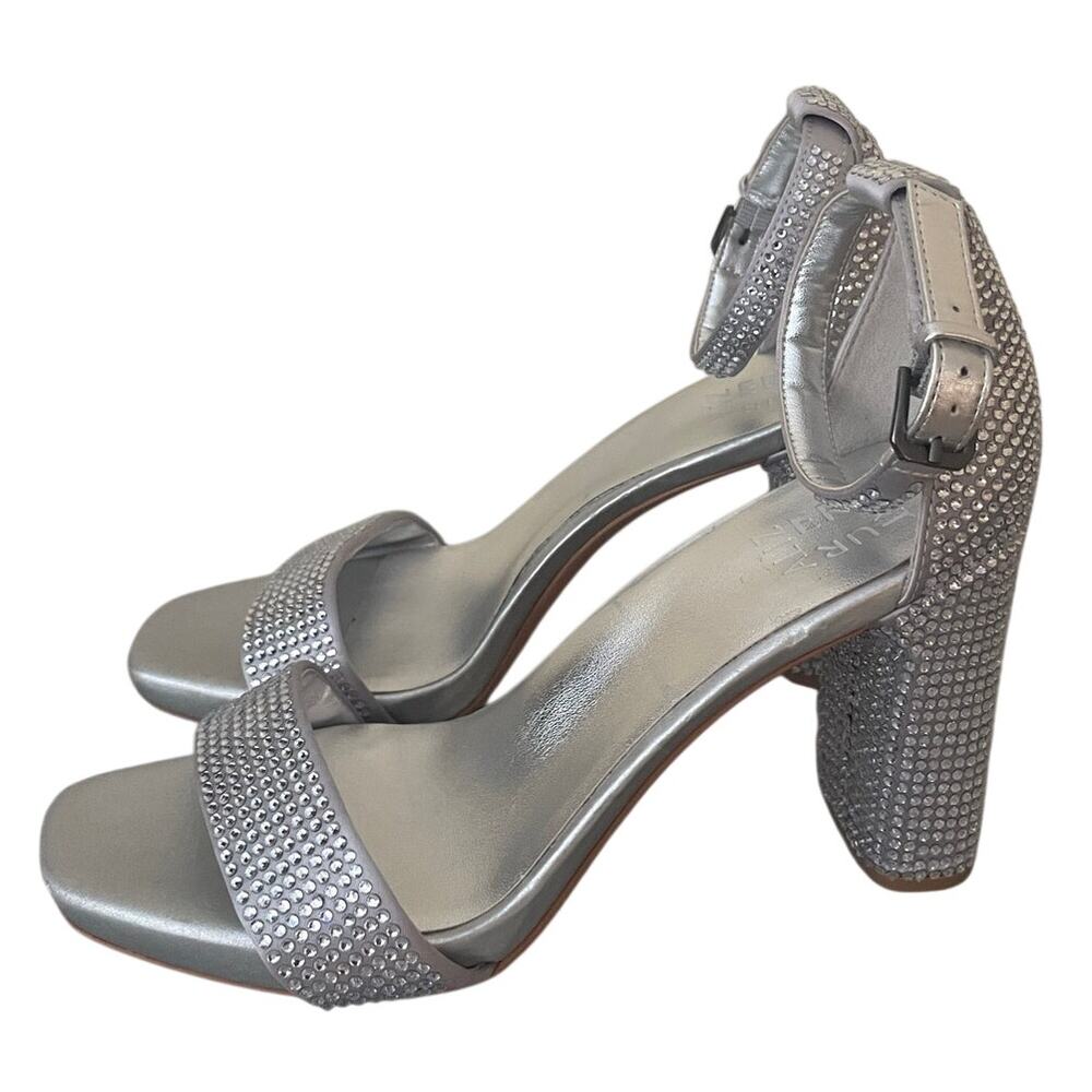 New Naturalizer Joy Glitz Womens Size 8.5 Silver Platform Sandals